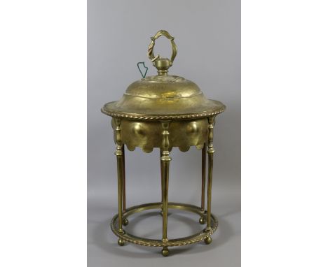 A brass hall lantern with ropetwist decoration (AF).