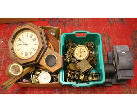 A good collection of mantel clock spares, movements, marble cases etc.