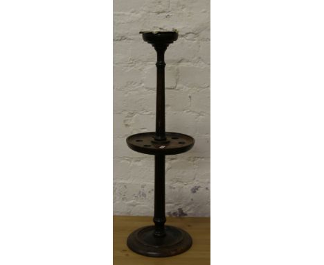 A turned oak pipe smokers stand.