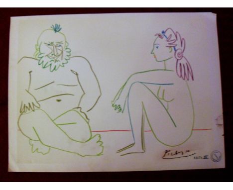 Pablo Picasso, UNTITLED, colour lithograph, unframed, signed bottom right, dated 27.1.54 XIV, with Galerie Mathias Fels, Pari