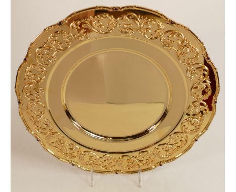 De Lamerie Fine silver plated gilt layplate/tray with red stones, specially made high end quality item, new and Made in Engla