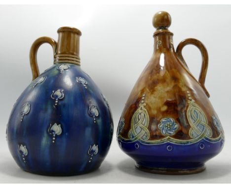Royal Doulton Lambeth Decanters, item with stopper reads Distillers of the Choices Liqueurs Since 1880  James Burrough to bas