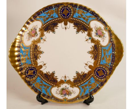 De Lamerie Fine Bone China heavily gilded gateau platter, specially made high end quality item, new and Made in England,d31cm