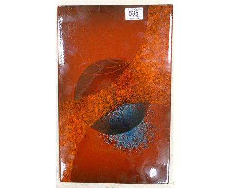Alan Clarke hand painted ceramic rectangular Eclipse plaque, 40 x 25cm. 