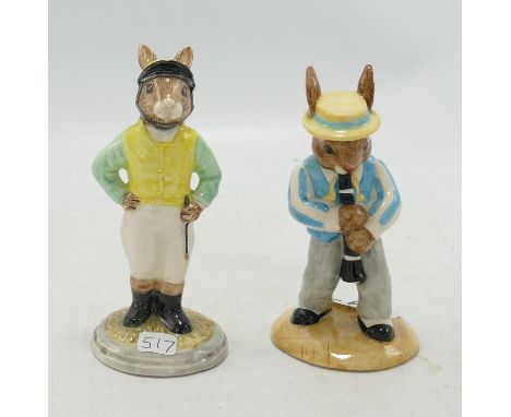 Royal Doulton Bunnykins figures Jockey DB169 and Clarinet Player DB184, both limited editions. (2) 