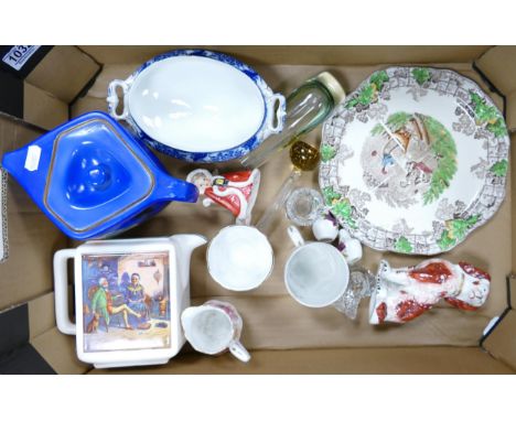 A Mixed collection of items to include Rubian Art Pottry teapot, Newhall China water jug, Royal Albert Serenea patterned Milk