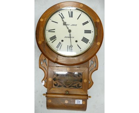Henry Joyce Inlaid Drop Dial Wall Clock, height 70cm 
