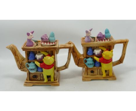 Disney Showcase Cardew Design Limited Edition Novelty Teapot Winnie The Pooh Hutch X2. (Pieces Detached but Present) 