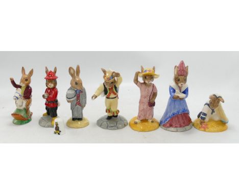 Boxed Royal Doulton Bunnykins to include Morris Dance, Sailor, Sundial, Groom, Sightseer, Fireman &amp; Tally Ho(7) 