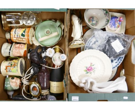 A mixed collection of items to include Crow Devon &amp; similar Musical jugs, vintage bottle of Martini Brut Champagne, Royal