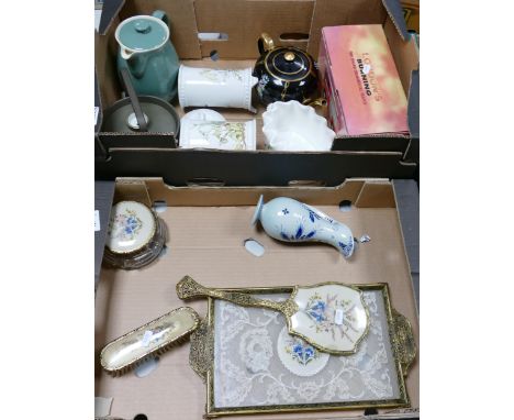 A mixed collection of items to include Denby teapots, Boxed Londons Burning novelty teapot, Royal Winton items , Antique Dres