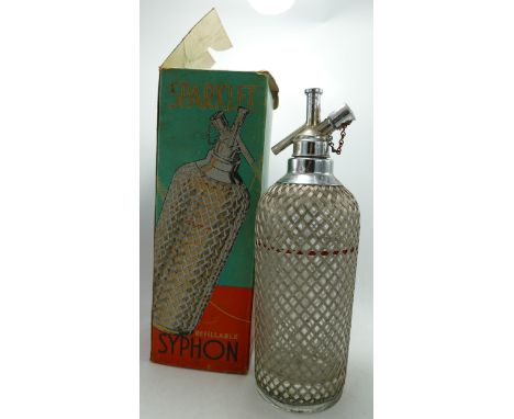 Boxed Vintage Wire Bound Soda Syphon 