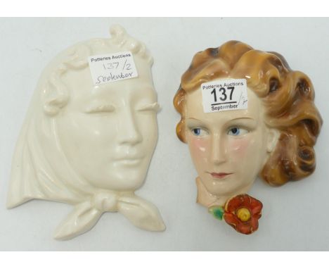 Two Goebel lady wall masks, both have piece re-stuck. (2) 