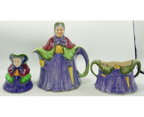 20th Century Saiey Gamp Themed Pottery Tea Service, height of teapot 21cm(3) 