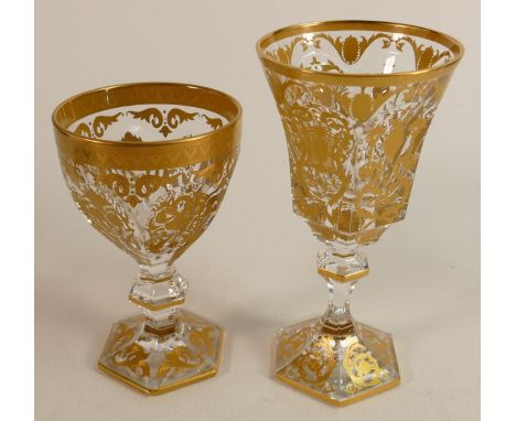 De Lamerie Fine crystal heavily gilded glass goblets , specially made high end quality item, new and Made in England, tallest