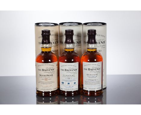 BALVENIE 12 YEAR OLD DOUBLEWOOD 
Single Speyside malt whisky. 70cl, 40% volume. In tube.
BALVENIE SIGNATURE 12 YEAR OLD 
Limi