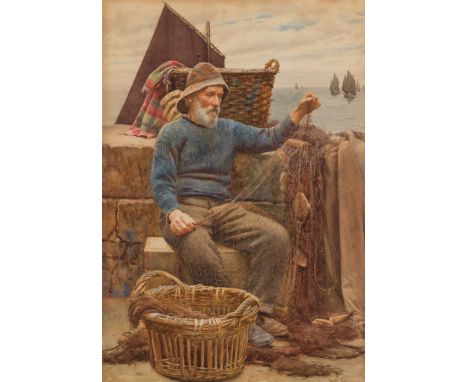 RALPH TODD (1856-1932)A FISHERMAN WITH HIS NETSsigned lower right Ralph Toddwatercolour56 x 40 cm/22 x 15 3/4 inTodd trained 