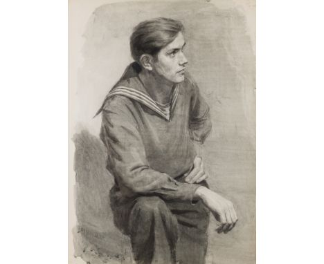 RUSSIAN SCHOOL (EARLY 20TH CENTURY)PORTRAIT OF A SAILORsigned in Cyrillic upper right V/Cherniaevgrey wash on paper77.5 x 55.