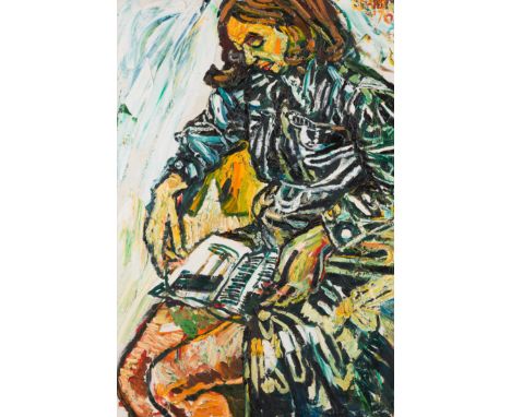 • JOHN BRATBY, RA (1928 - 1992)PATTI READINGsigned and dated upper right Bratby/'76oil on canvas51 x 76 cm/20 x 30 in; sold t