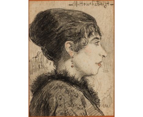 • ☐ PABLO TILLAC (1880-1969)PORTRAIT OF MADAME HOURDEBAIGT IN PROFILEtitled upper right coloured chalks on paper15.0 x 11.0 c