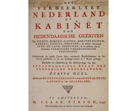 °  Tirion, Isaak. Het Verheerlykt Nederland of Kabinet van Hedendaagsche Gezigten ...2 vols. (containing parts 1-6 only, ? of