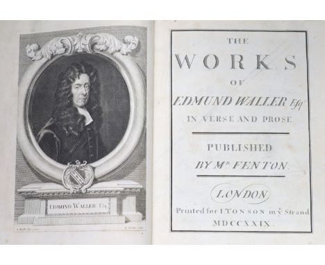 °  Waller, Edmund  - The Works, qto, original calf, portrait frontispiece by Vertu, after Kneller, two full page engraved pla