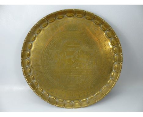 Large brass tray in the Celtic style 