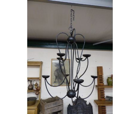 Architectural hanging wrought iron candelabra 