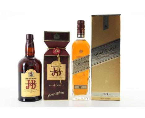 JOHNNIE WALKER 18 YEAR OLD GOLD LABEL AND J&B 15 YEAR OLD RESERVE 75CL BLENDED WHISKY  Gold Label 40% ABV / 70clJ&B 40% ABV /