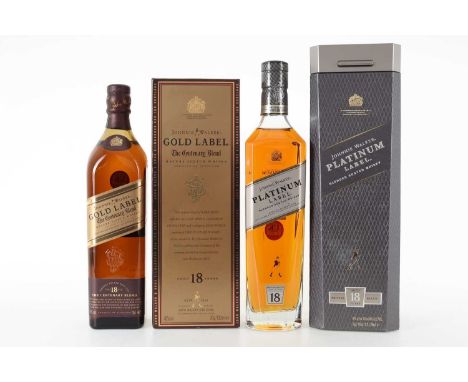 JOHNNIE WALKER 18 YEAR OLD GOLD LABEL AND 18 YEAR OLD PLATINUM LABEL BLENDED WHISKY  Both 40% ABV / 70cl  Qty: 2  When John W