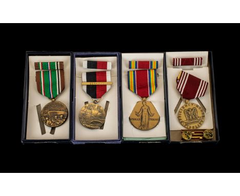 United States WW2 Medals To Include The World War II Victory Medal, European-African-Middle Eastern Campaign Medal, Army of O