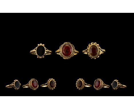 Ladies Collection of Attractive 9ct Gold Stone Set Dress Rings 3 in total.  All with well-made settings and good designs, and