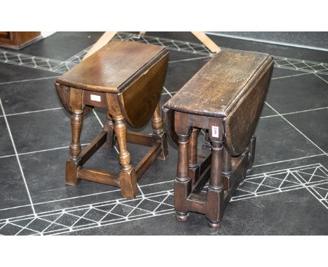 Antique Oak Gate Leg Table. Of small proportions along with a later one, 2 small tables in total, height 19 inches, please se