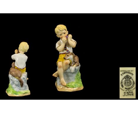 Royal Worcester Early 1950's Handpainted Figure - months of year 'June'. Model no. 3456. Modelled E.G. Doughty date 1953. Hei