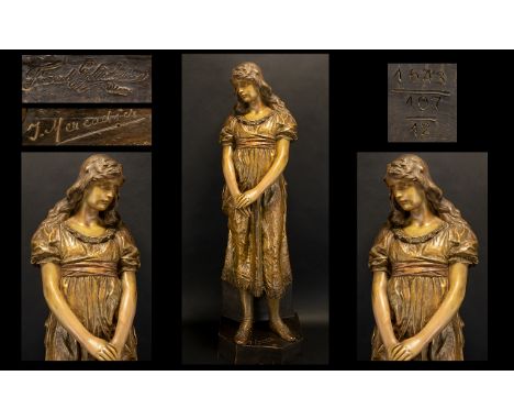 Frederick Goldscheider 1845 - 1897 Signed Large and Impressive Female - Exhibition Figurine - Titled ' Mignon ' Incised Signa