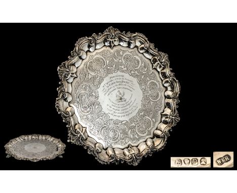 East India Company Interest. A Unique Documentary Presentation Cast Silver Salver hallmarked for London 1830. Made by WKR Wil