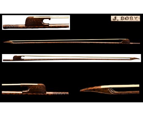 English - Snake Wood Viola Da Gamba Bow by J. Boby. Contemporary English Master Piece, Crafted From Premium Snake-wood. Stamp