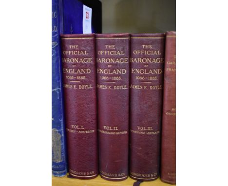 DOYLE (James E):&nbsp;'The Official Baronage of England 1066-1885..', London, Longmans Green &amp; Co, 1886: 3 vols, publishe