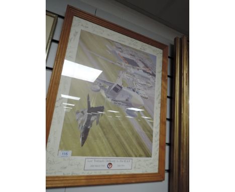An aviation print for the Last Tornado Delivery to the RAF bearing printed signatures
