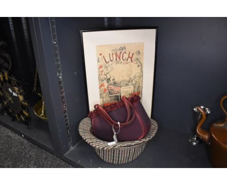 A vintage print for Punch magazine and a hat with hand bag