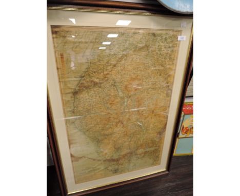 A framed vintage map print of the Lake District
