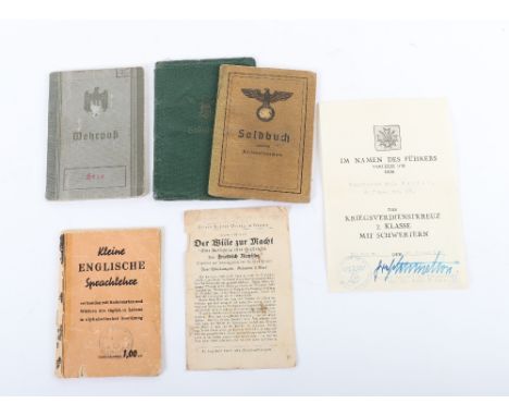 WW2 German Army Wehrpass &amp; Soldbuch Grouping to Oberfeldwebel who Served in Grenadier Regiment 582 on the Channel Islands