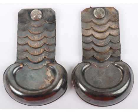 Victorian The Queens Own (Staffordshire) Royal Yeomanry Undress Shoulder Scales, fine white metal shoulder scales with regime
