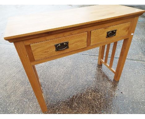 A good quality, contemporary, light wood hall table with twin drawers, 80 cm x 101 cm x 42 cm