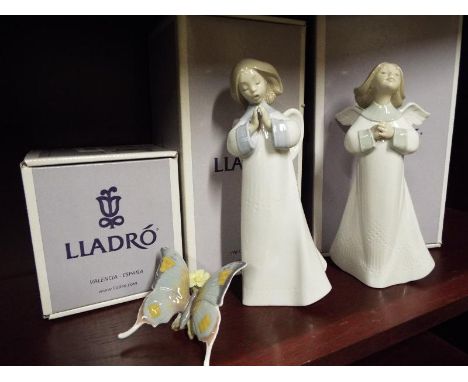 Three Lladro figures - Plegaria, An Angel's Wish # 010.06788, Oracion, An Angel's Song # 06789 and Los Colores de la Naturale