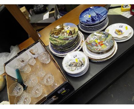 A large collection of collector plates to include Royal Worcester Romance of the Waterways, Hamilton Collection, royal commem