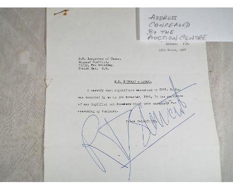 Rod Stewart (British Artiste) - A letter from Stewart, signed in bold blue ink to HM Inspector of Taxes, dated 19th March 196