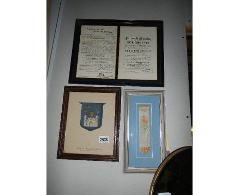 A 1915 Heraldic shield of Trinity college Dublin representing Noble Holton Hamilton 23/6/1915 together with a rare framed pam