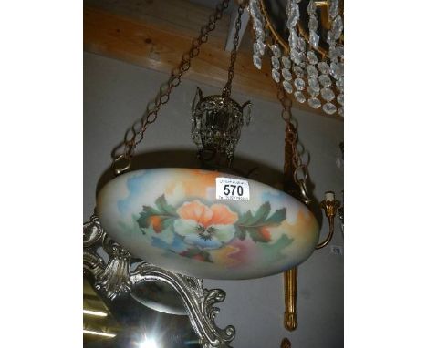 A floral design 'fly catcher' lamp shade. 35cm diameter, in good condition.  Collect only.  