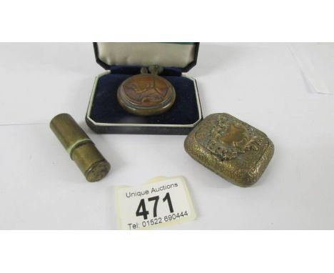 Two vintage 'Trench' lighter and a snuff box.  